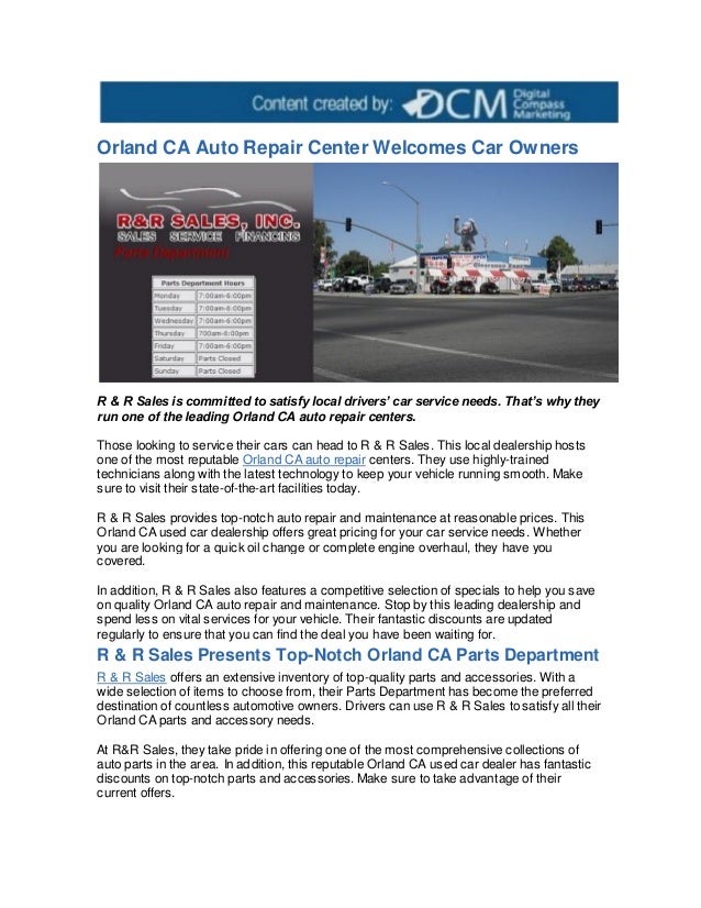 Orland CA Auto Repair Center Car Owners