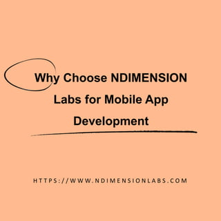 Why Choose NDIMENSION
Labs for Mobile App
Development
H T T P S : / / W W W. N D I M E N S I O N L A B S . C O M
 