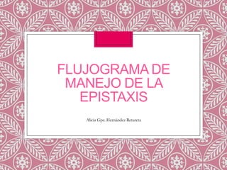 FLUJOGRAMA DE
MANEJO DE LA
EPISTAXIS
Alicia Gpe. Hernández Retureta

 