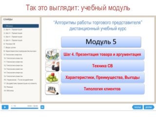 Так это выглядит: учебный модуль
 