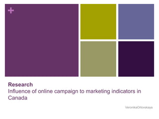 ResearchInfluence of online campaign to marketing indicators in Canada VeronikaOrlovskaya 