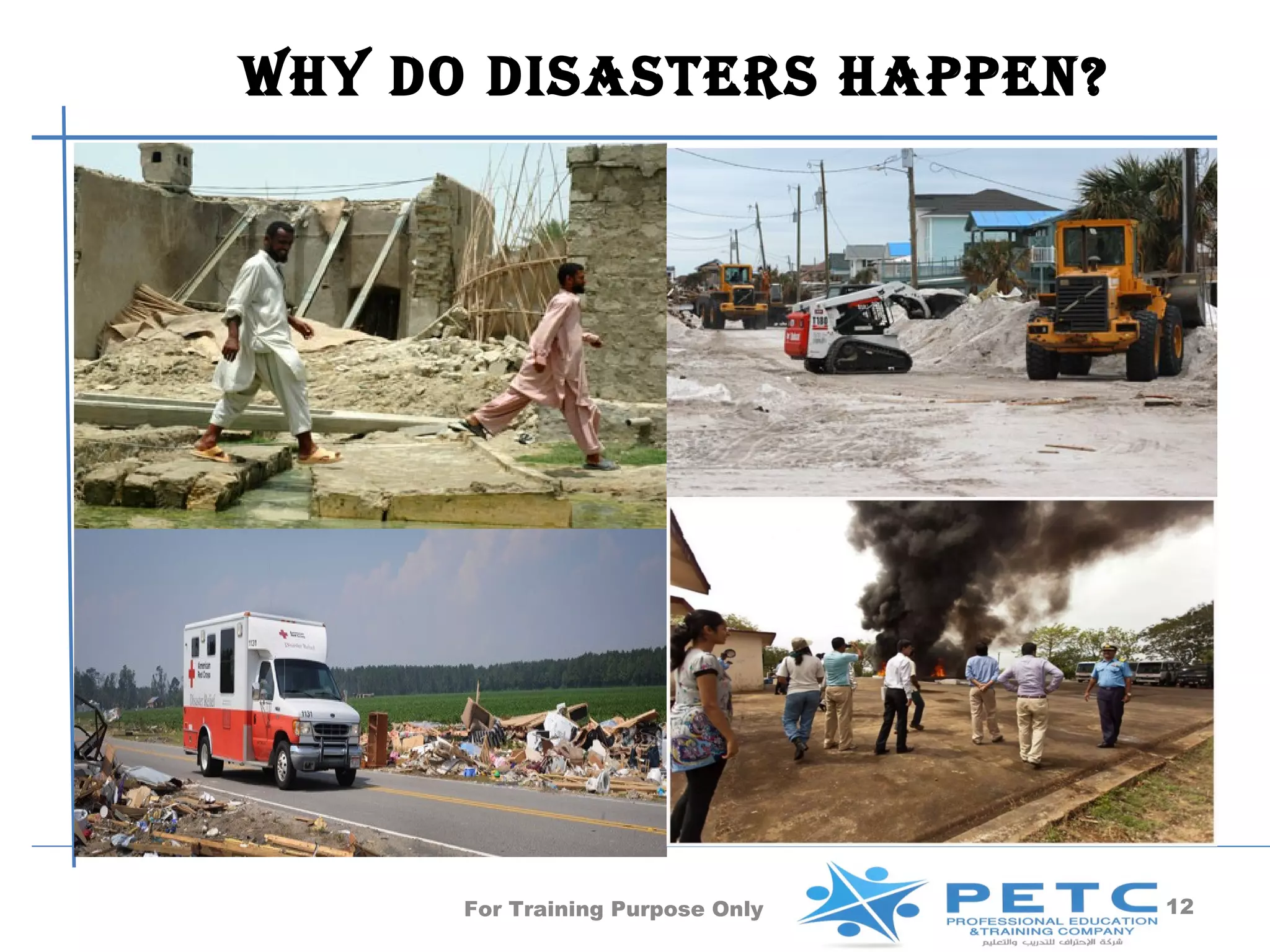 Why Do DisasTers happen?




      For Training Purpose Only   12
 