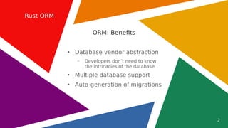 Rust ORMs and Migrations | PDF