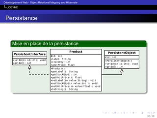 ´
Developpement Web - Object Relational Mapping and Hibernate
JOBYME

Persistance

Mise en place de la persistance

30 / 58

 
