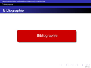 ´
Developpement Web - Object Relational Mapping and Hibernate
Bibliographie

Bibliographie

Bibliographie

57 / 58

 