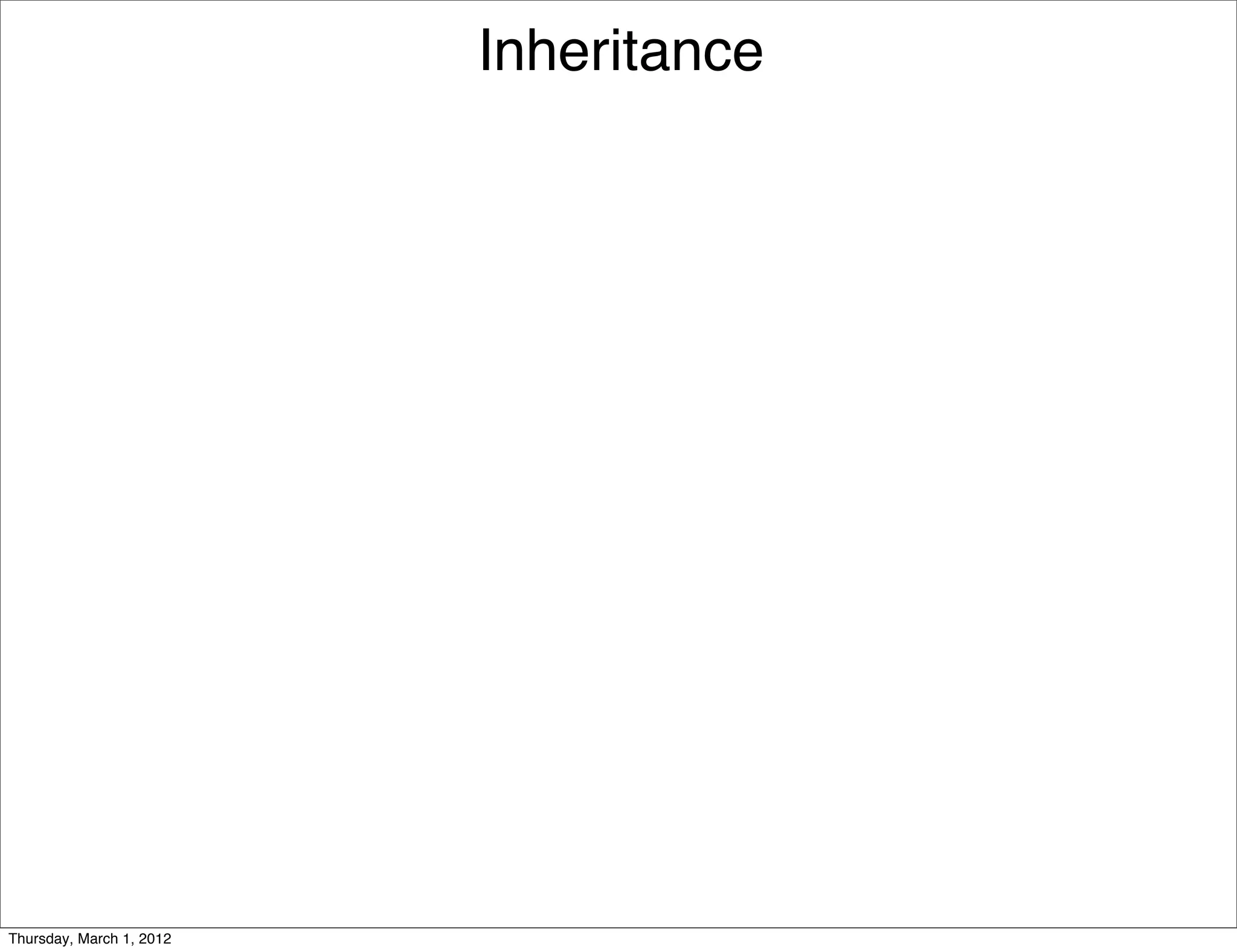 Inheritance




Thursday, March 1, 2012
 