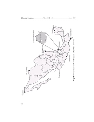 126
Junio 2007Núm. 23:121-165
Mapa1.UbicacióndelestadodeMorelosenlaRepúblicamexicana.
 