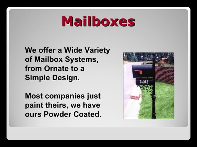 Ornamental Driveway Gates, Garden Gates and Mailboxes | PPT