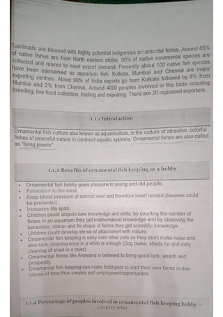 ORNAMENTAL FISH TRADING, OPPORTUNITIES, ACCESSORIES,WATER PARAMETERS | PDF