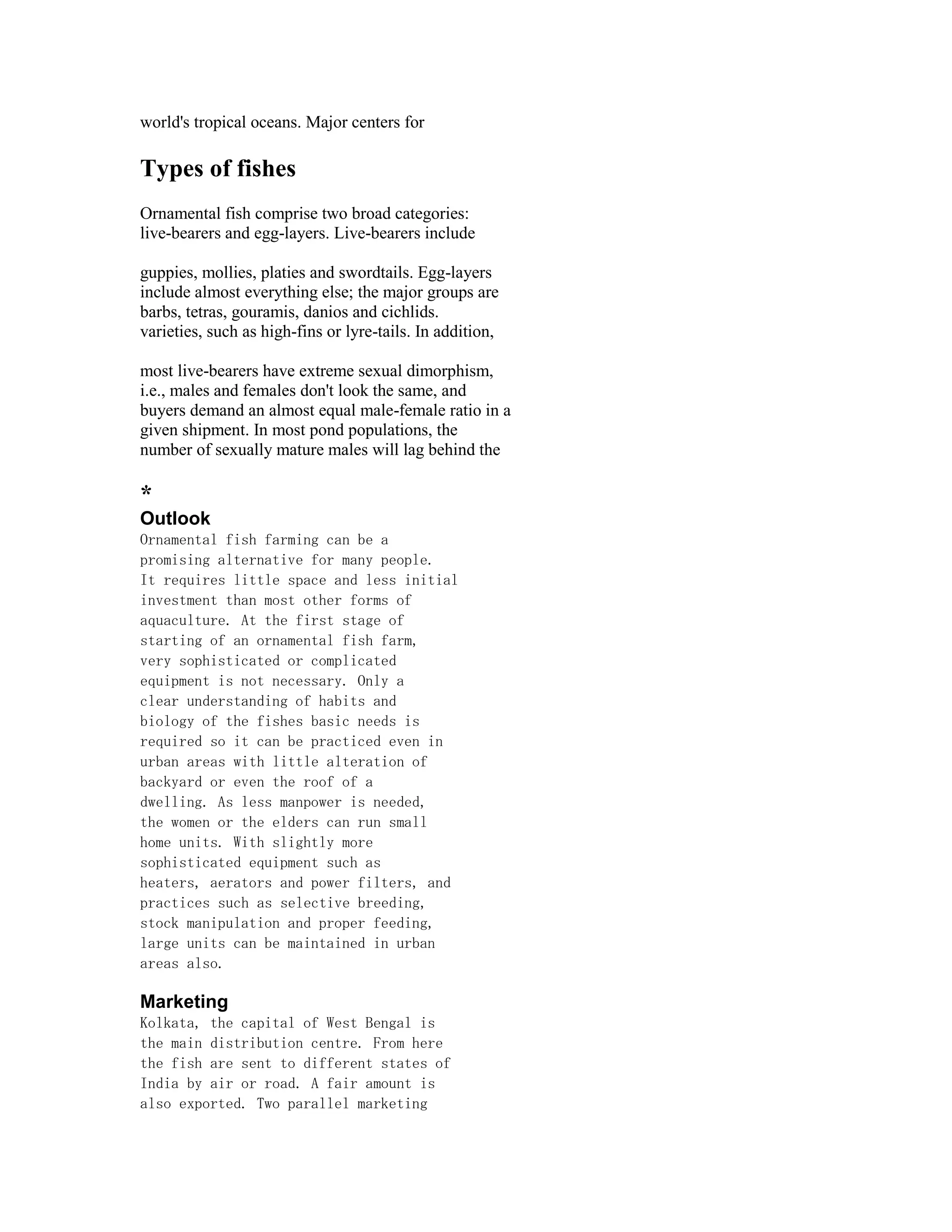 Ornamental fish project