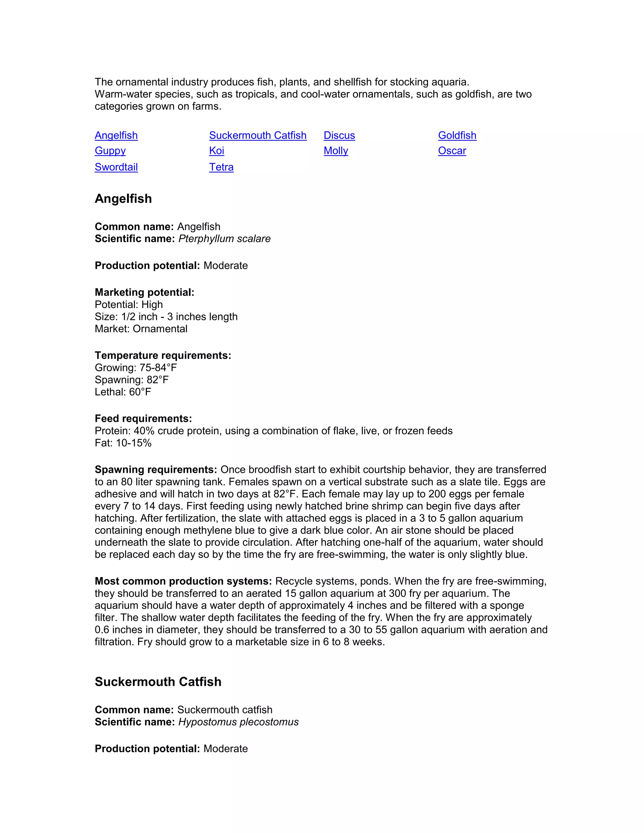 Ornamental fish project