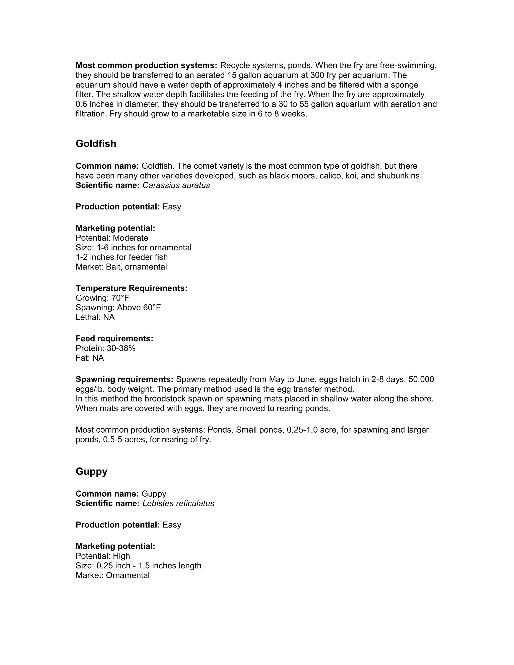 Ornamental fish project