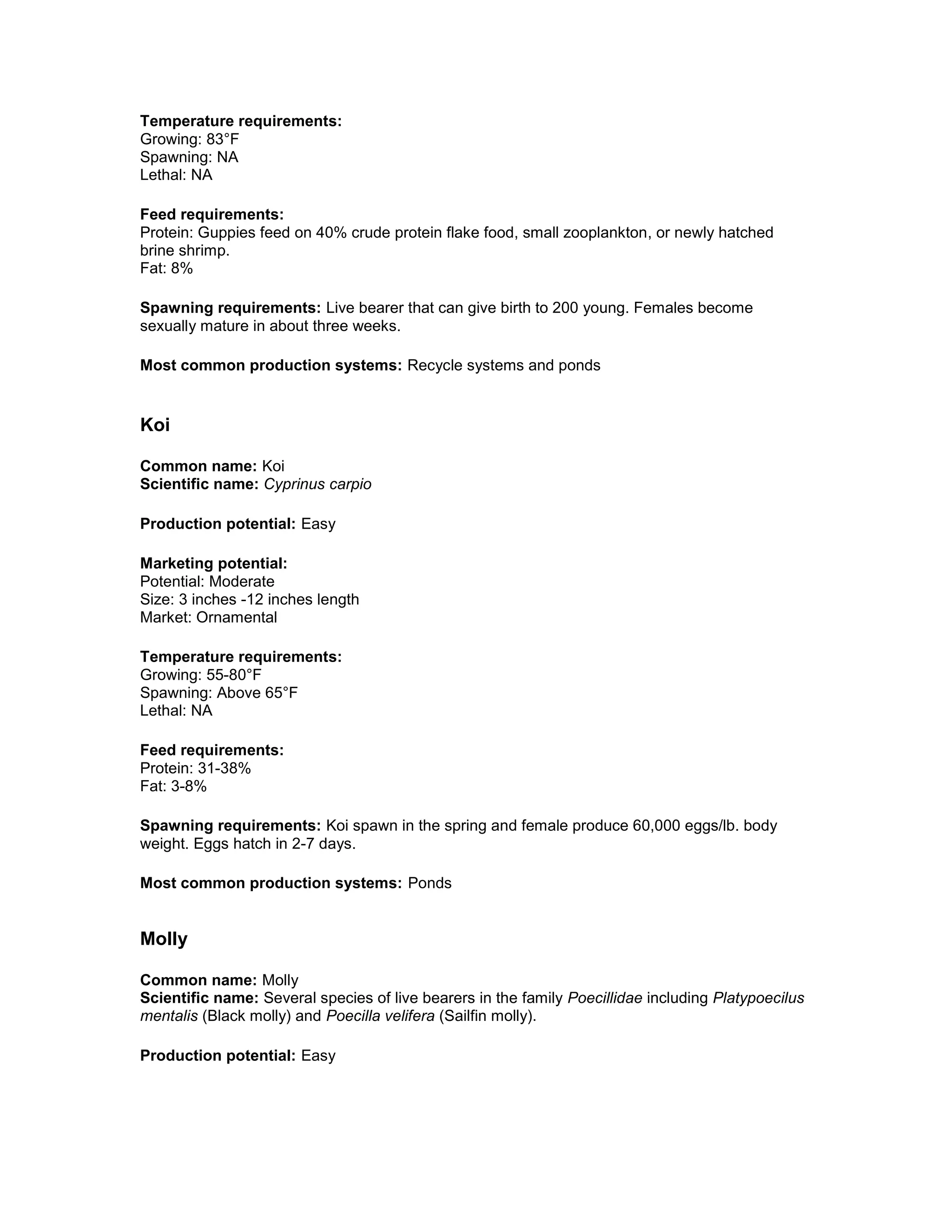 Ornamental fish project