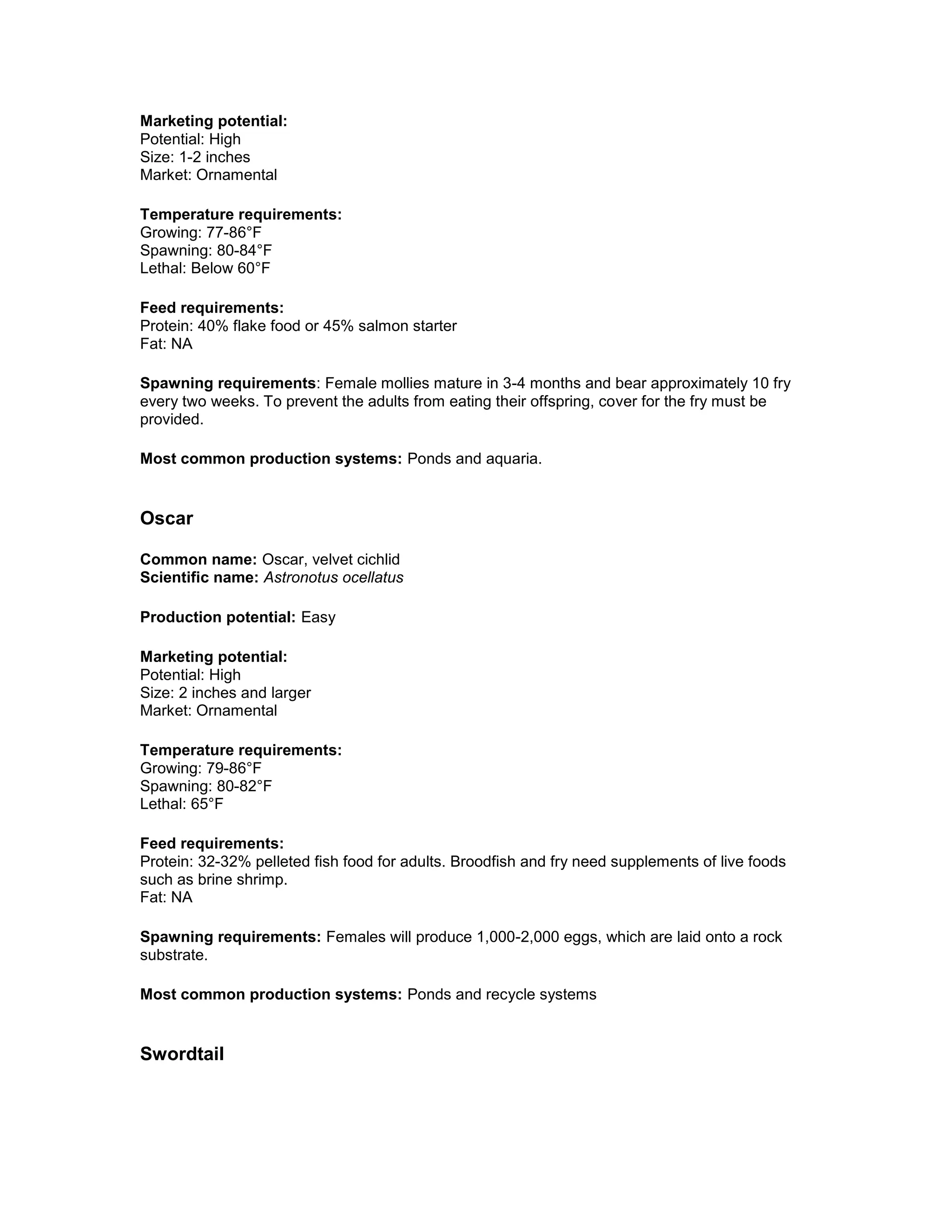 Ornamental fish project