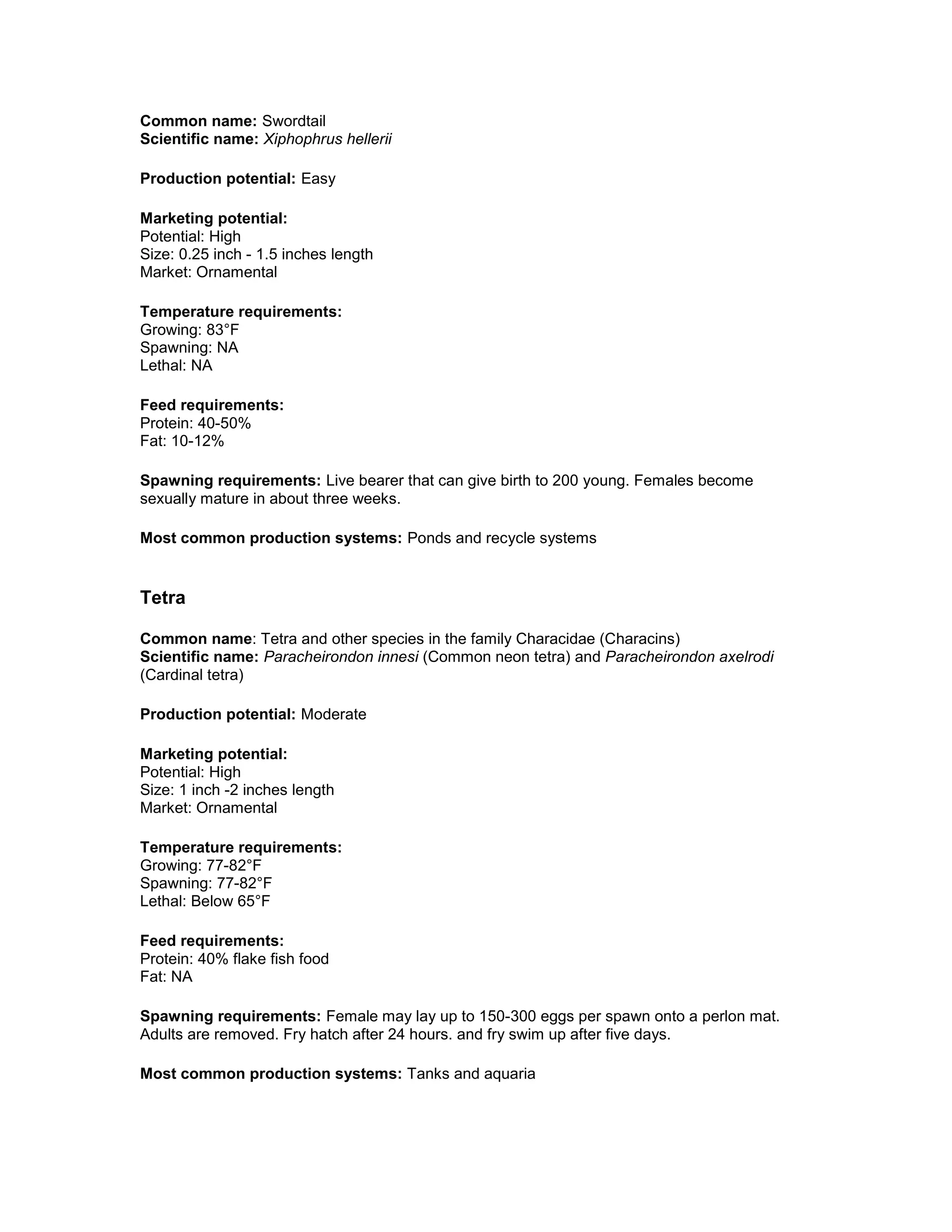 Ornamental fish project