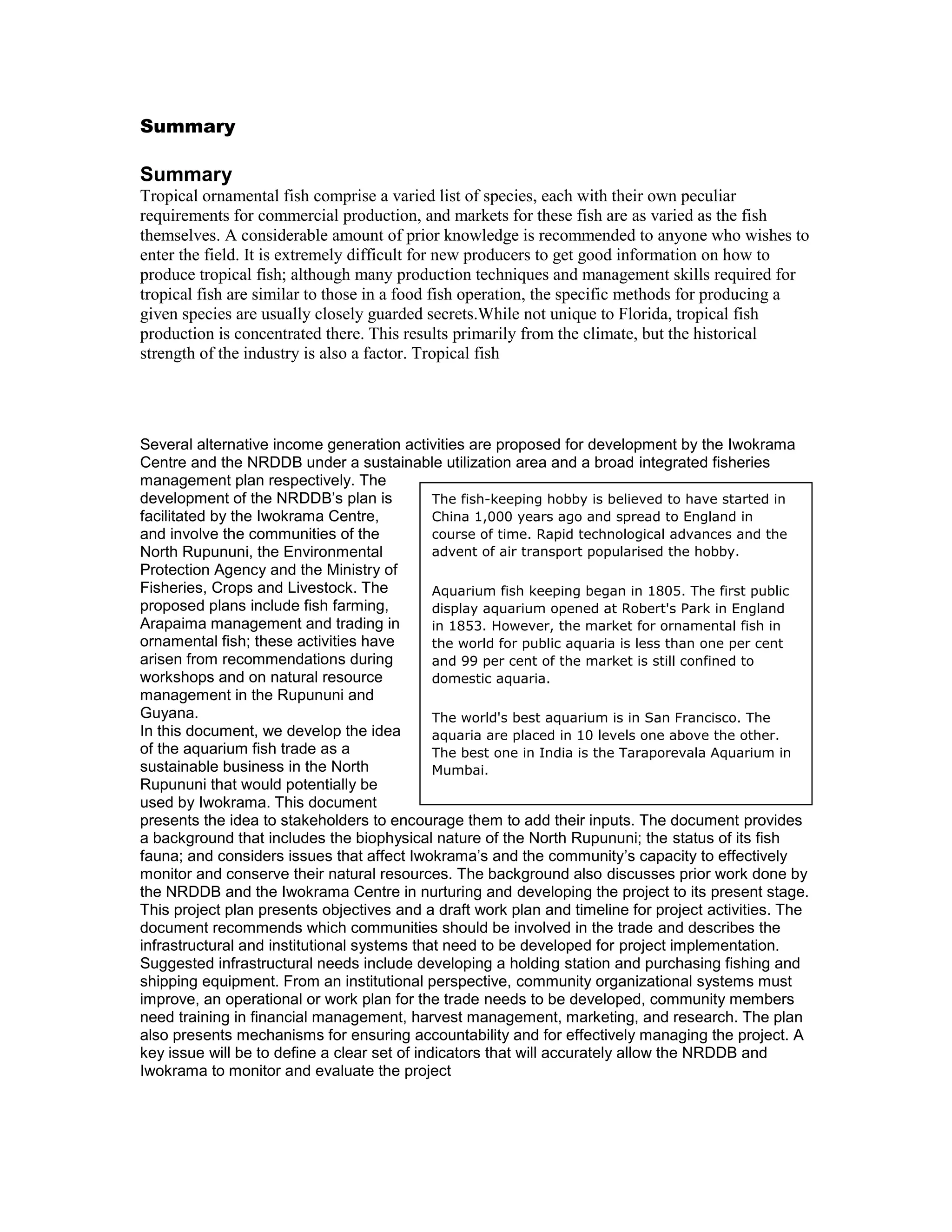 Ornamental fish project