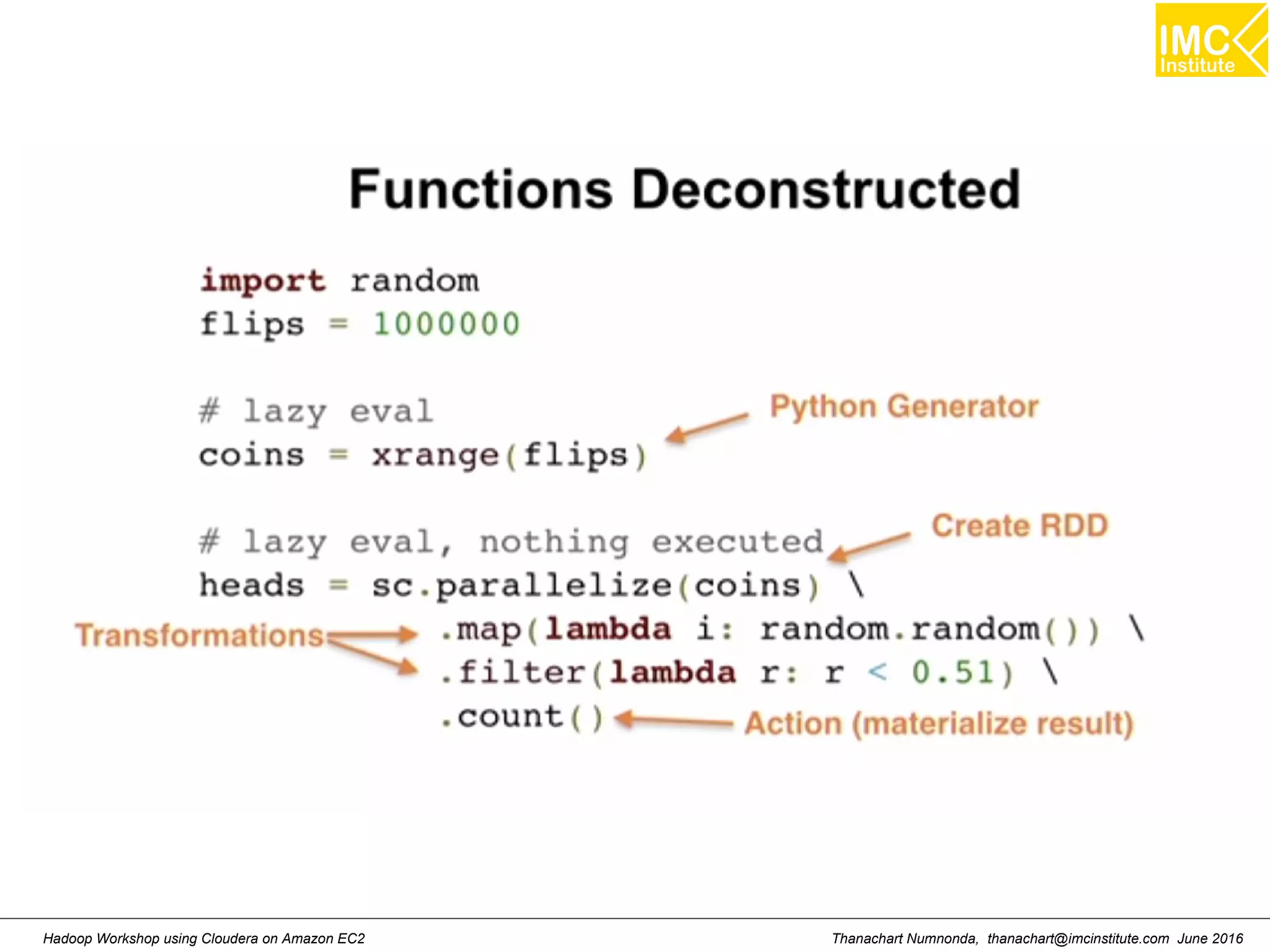 Thanachart Numnonda, thanachart@imcinstitute.com June 2016Hadoop Workshop using Cloudera on Amazon EC2 