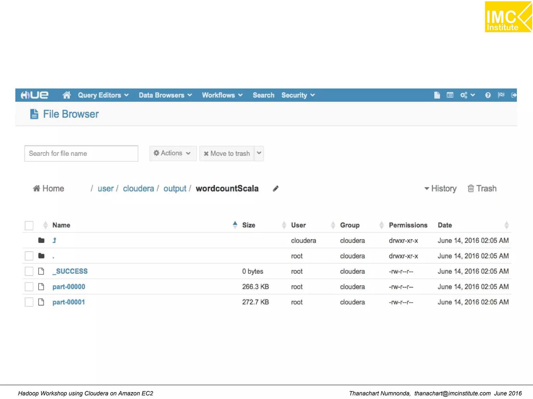 Thanachart Numnonda, thanachart@imcinstitute.com June 2016Hadoop Workshop using Cloudera on Amazon EC2 