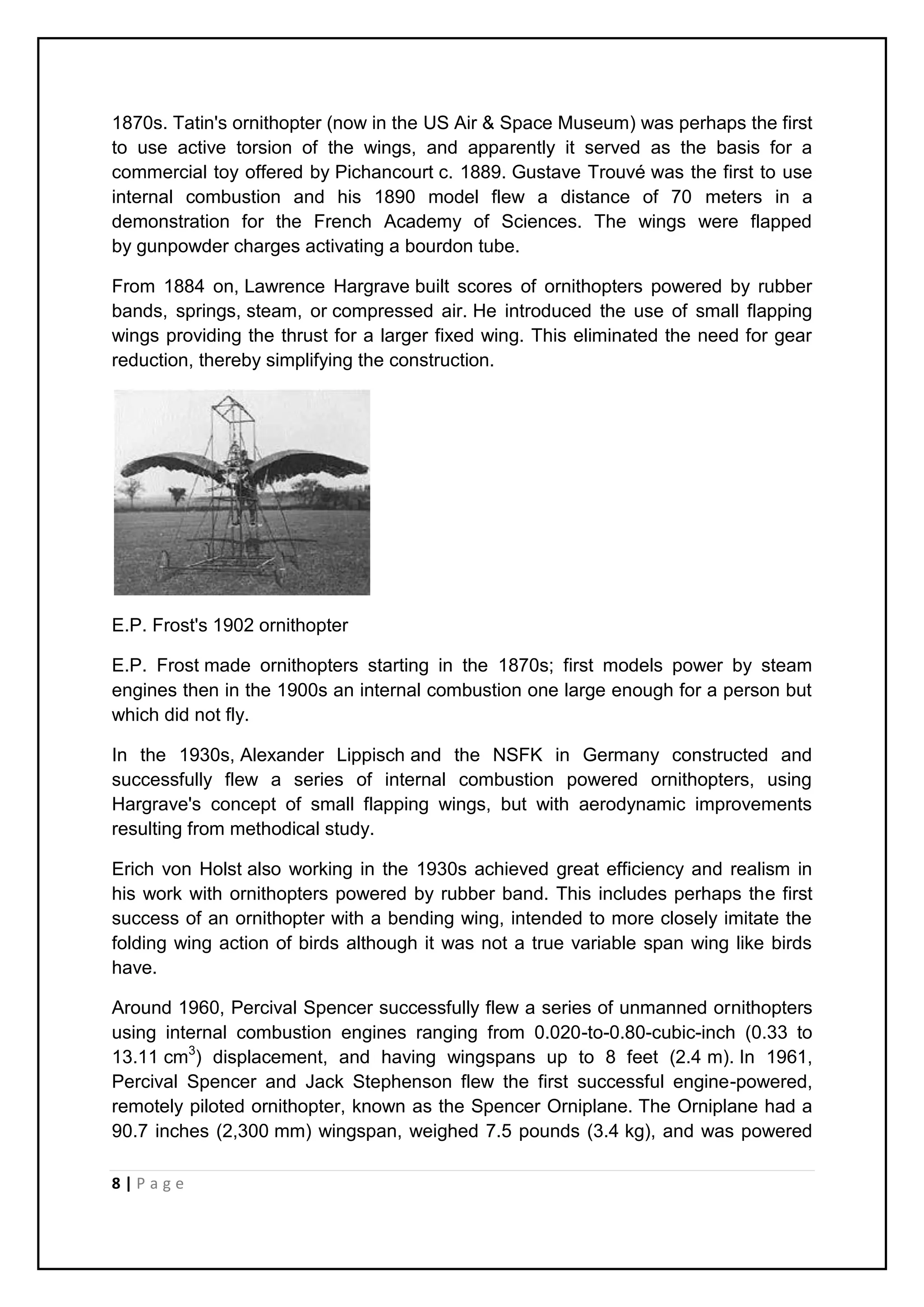 Ornithopter flying wing mecahnism report | PDF