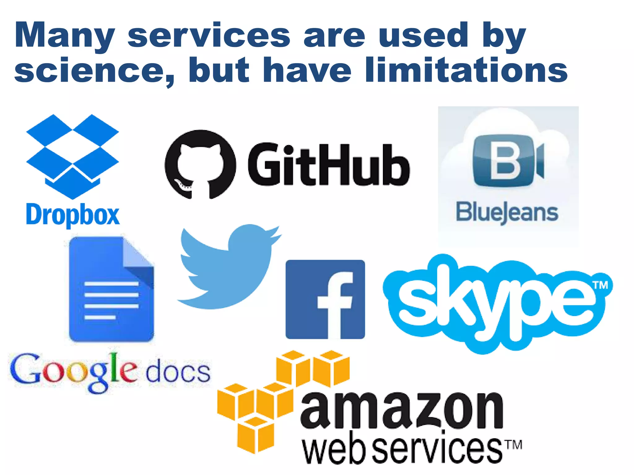 Many services are used by
science, but have limitations
 