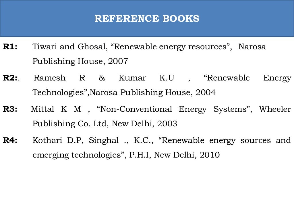 ORO551 RES Unit 1 Role And Potential Of New And Renewable Source