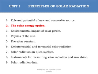 Oro551 res- unit 1 - the solar energy option | PPTX