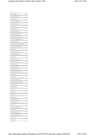 Lágrima Psicodélica: O Rock Que O Pariu 1985                                   Page 52 of 105




   Van Halen (4)

   Van Morrison (3)

   Vangelis (2)

   Vanilla Fudge (1)

   Vanilla Sky (1)

   Various (1)

   Varsóvia (2)

   Vate Sombrio (1)

   Velhas Virgens (1)

   Velvet Revolver (2)

   Velvet Underground (6)

   Venezuela (1)

   Venâncio Rock and Roll (1)

   Versión Imposible (1)

   versão (1)

   Verão da Lata (1)

   Victor Biglione (1)

   video (1)

   video YouTube (1)

   Viejas Locas (1)

   Vinil Laser (1)

   Vinnie Moore (1)

   Vinnie Vincent (1)

   Violeta de Outono (10)

   Violins (2)

   Viper (1)

   virada cultural (2)

   Virada Cultural 2009 (1)

   Virna Lisi (1)

   Vital Lima (1)

   Vitrea (1)

   Vixen (1)

   Vlad (5)

   Vladimir (1)

   Vladivostock (1)

   Voodoocult (1)

   voto (1)

   Vozes do Rock (2)

   Vulvulator (1)

   Vzyadoq Moe (1)

   Válvula Discos (1)

   Véia (3)

   Vídeo (60)




http://lagrimapsicodelica1.blogspot.com/2010/08/o-rock-que-o-pariu-1985.html      30/11/2010
 