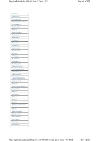 Lágrima Psicodélica: O Rock Que O Pariu 1985                                   Page 40 of 105




   Bicicleta (1)

   Ronnie Earl (1)

   Rory Gallagher (3)

   Rossington Collins Band (1)

   Roy Buchanan (2)

   Royal Hunt (2)

   Rua14 (1)

   Ruben Pimentel (1)

   Rudi Protrudi (1)

   Rufus Ravel (1)

   Rui Veloso (1)

   Rumores (1)

   Run DMC (1)

   Run-D.M.C. (1)

   Running Wild (1)

   Rush (24)

   RWULP (3)

   Ry Cooder (1)

   Ryan Adams (1)

   Rádio Barata (41)

   Rádio Brasil 2000 (1)

   Rádio Cultura Brasil (2)

   Rádio EldoPop (2)

   Rádio Putzgrila (2)

   Rádio Web Underground
   Lágrima Psicodélica (168)

   Rádio WULP (10)

   Rádios (2)

   rádios e horários variados (1)

   RádiosBR (1)

   Rússia (1)

   S.A. Slayer (1)

   S.O.D. (1)

   S.O.S (1)

   Sade (1)

   Sagrado Coração da Terra (
   1)

   Sahg (1)

   Salada Auditiva (64)

   Salvador Dali (1)

   Salário Mínimo (2)

   Sam Cooke (1)

   Samael (1)

   Sara Blasko (1)




http://lagrimapsicodelica1.blogspot.com/2010/08/o-rock-que-o-pariu-1985.html      30/11/2010
 