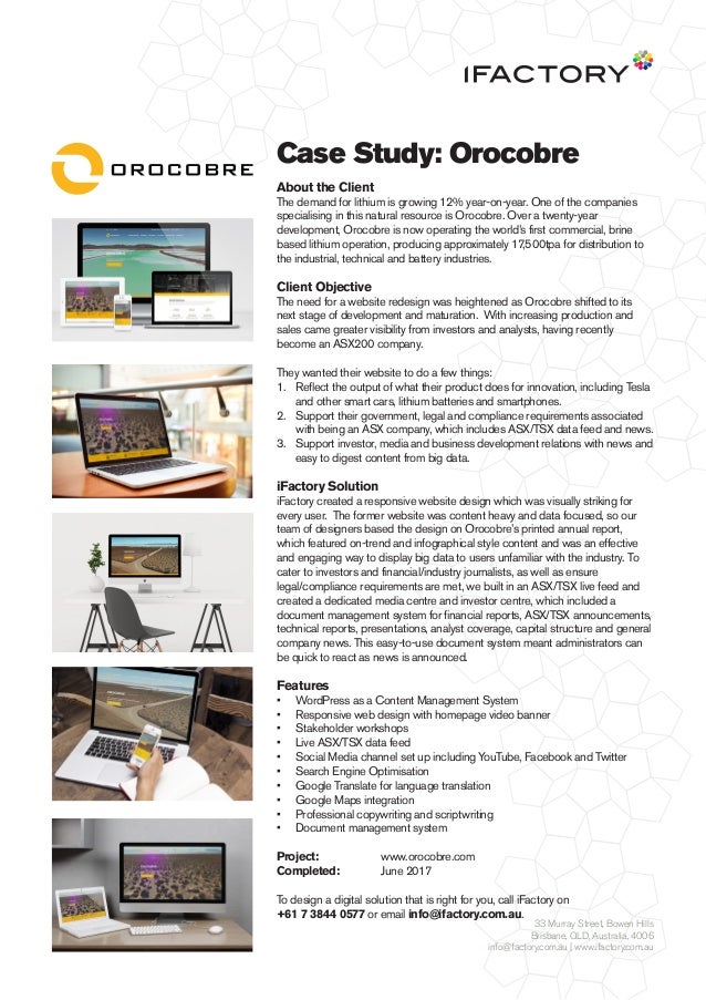 Case Study Orocobre Website By Ifactory