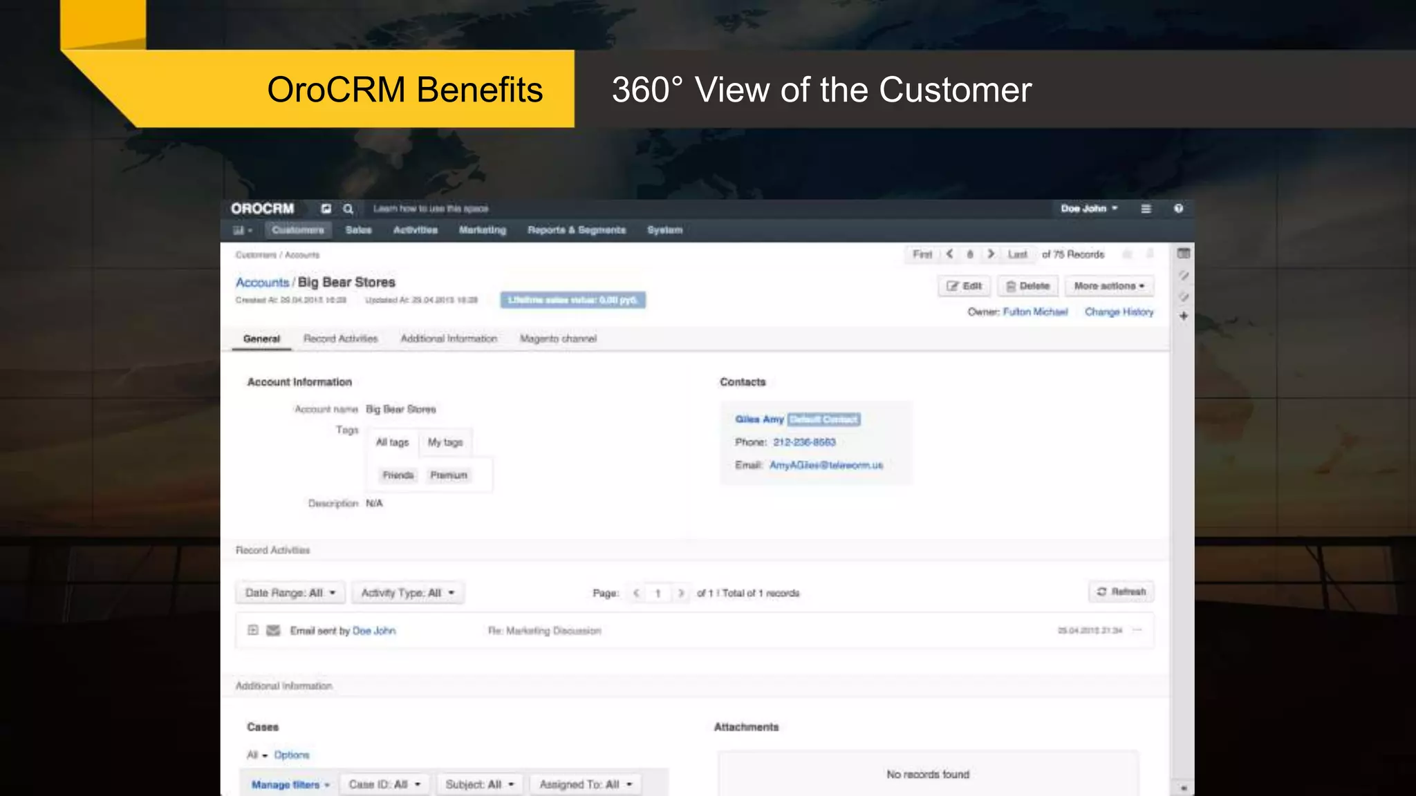 OroCRM Benefits 360° View of the Customer
 