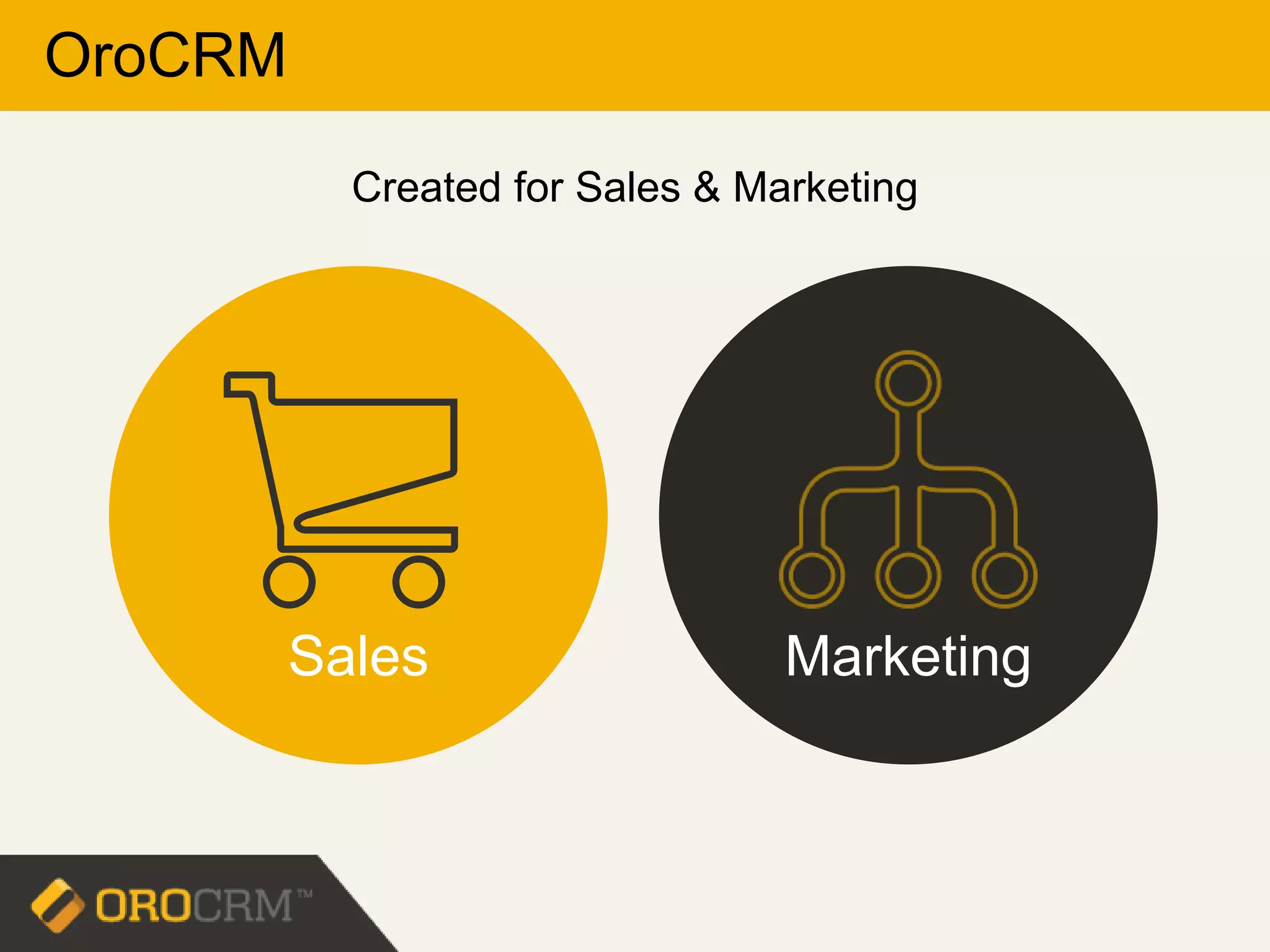 OroCRM
Sales Marketing
Created for Sales & Marketing
 