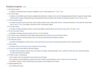 Orogenic mountain belts