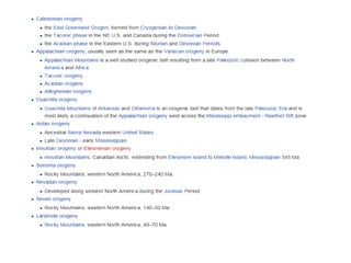 Orogenic mountain belts