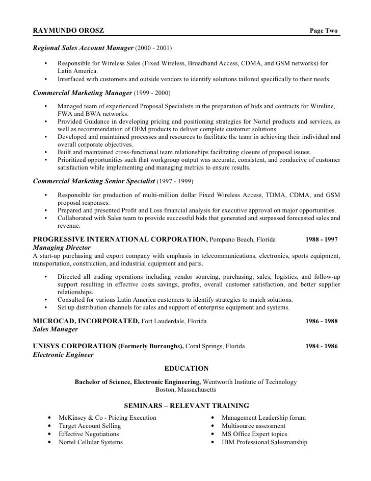 orosz raymundo resume 2009 wireless sales resumes