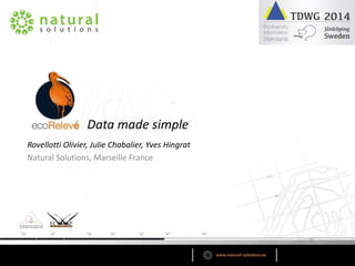 Data made simple
Rovellotti Olivier, Julie Chabalier, Yves Hingrat
Natural Solutions, Marseille France
 