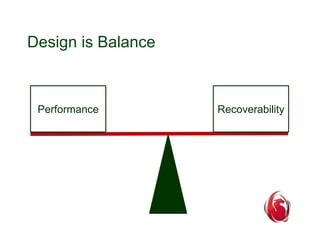 Design is Balance 
Performance Recoverability 
 