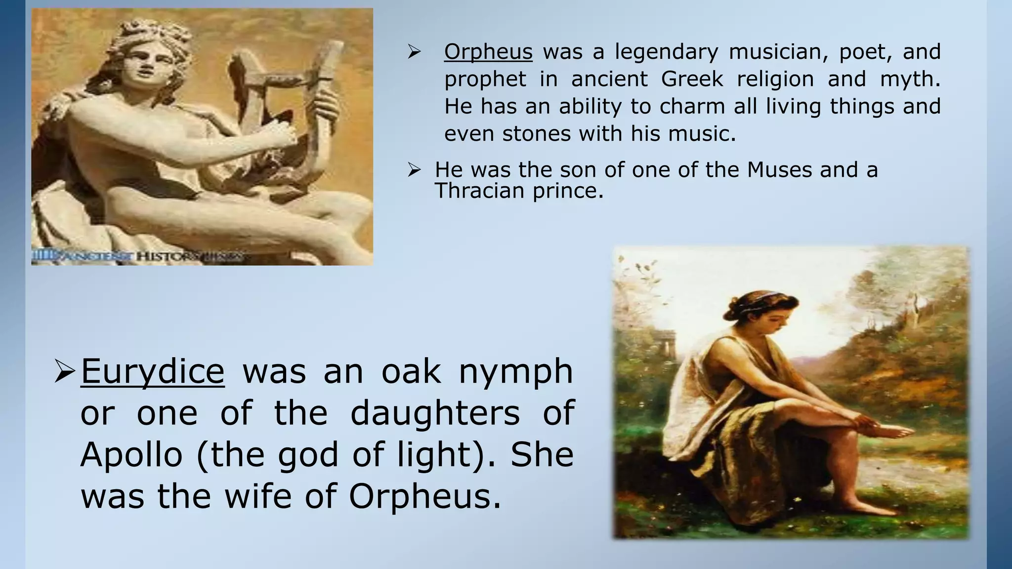 Orpheus One Orpheus and eurydice | PPTX