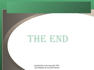 The End   Unpublished work,copyright 2002  Saji Madapat & Gertrude Moeller 