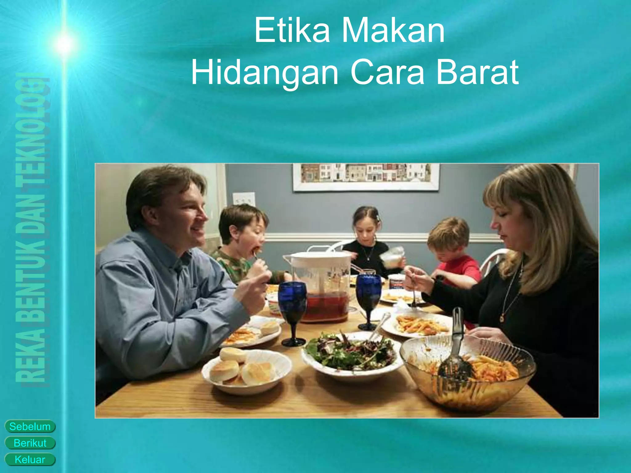 Keluar
Berikut
Sebelum
Etika Makan
Hidangan Cara Barat
 