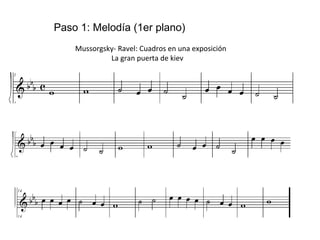 Mussorgsky- Ravel: Cuadros en una exposición
La gran puerta de kiev
Paso 1: Melodía (1er plano)
 