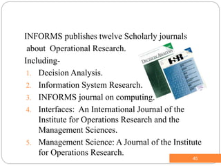 Journal Operations Operational research | PPTX