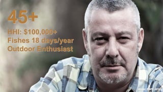 45+
HHI: $100,000+
Fishes 18 days/year
Outdoor Enthusiast




                      Mintel, RBFF, 2012
 