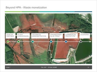 Orbite © TSX: ORT OTCQX: EORBF
Beyond HPA - Waste monetization
SIGN UP
PARTNER
PLANT
CONVERSION
TECHNICAL
DEMONSTRATION
ENGINEERING
BLUE PRINT
COMMERCIAL
PROTOTYPE
LICENSING
21
 