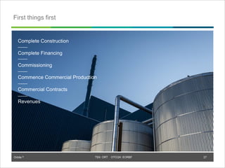 Orbite © TSX: ORT OTCQX: EORBF
First things first
Complete Construction
Complete Financing
Commissioning
Commence Commercial Production
Commercial Contracts
Revenues
27
 