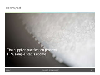 Orbite © TSX: ORT OTCQX: EORBF
TSX: ORT OTCQX: EORBF
Commercial
12
The supplier qualification process
HPA sample status update
 