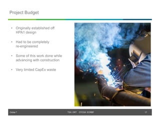 Orbite © TSX: ORT OTCQX: EORBF
Project Budget
17
• Originally established off
HPA1 design
• Had to be completely
re-engineered
• Some of this work done while
advancing with construction
• Very limited CapEx waste
 
