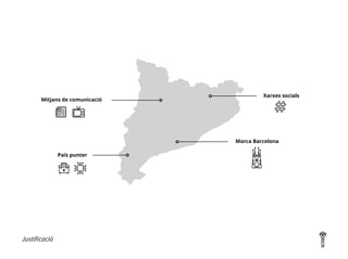 Justificació
Marca Barcelona
País punter
Mitjans de comunicació
Xarxes socials
 