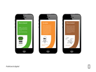 Publicació digital
These are calçots.
Calçotada is a catalan gastronomic
tradition that takes place between the
monthsofNovemberandApril.Isamee-
ting with friends or family or both where
you eat calçots.
Calçot is an elongated onion similar to a
leek, wich is eaten by dipping in calçot’s
sauce.
What is a Calçotada?
This is “Xat de Benaiges”,
the farmer.
The origin of Calçotada is curious, as it
comes from a random discovery. The
cultivation of the calçot was discovered
by a farmer from Valls called Benaiges,
known as “Xat de Benaiges”, at the end
of the 19th century, when he cooked on
the grill the tender buds born of the old
onions, especially grown to cook them
to the flame (the fire was made with gra-
pevine wood). He removed the burnt
outer layers, realizing the inside of the
calçot was actually soft and tasty. Then,
the sauce we eat today (calçot’s sauce
or romesco) was invented.
The tradition
This is Catalonia.
Catalonia is located in the northeast of
Iberian’s peninsula. It have a territory
of 32,000 km² that borders on the nor-
th with France and Andorra, on the east
with the Mediterranean Sea along a ma-
ritimestripofabout580km,onthesouth
with the Valencian Community, and on
the west with Aragon. Catalonia is for-
med by the provinces of Barcelona, Gi-
rona, Lleida and Tarragona. Its capital is
the city of Barcelona.
Where is Catalonia?
Lleida
Girona
Tarragona
Barcelona
 