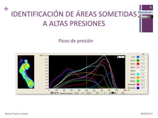 +                                                8

     IDENTIFICACIÓN DE ÁREAS SOMETIDAS
              A ALTAS PRESIONES

                       Picos de presión




Daniel García Jurado                      28/09/2012
 