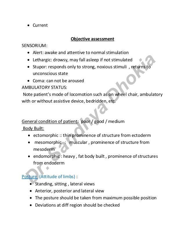 Physiotherapy Assessment Chart